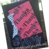 Thank you card using white ink on black cardstock