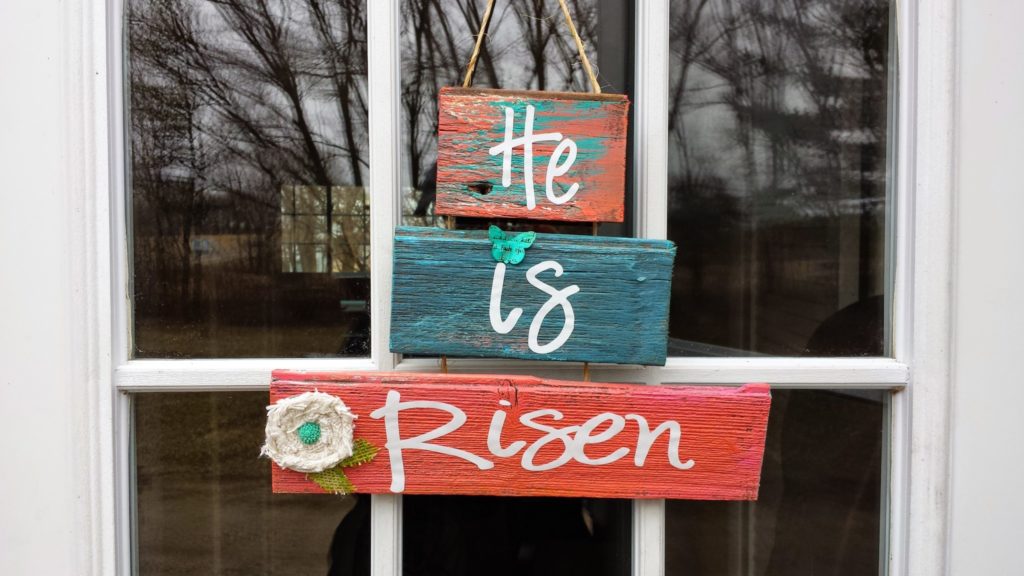 He is Risen barn wood sign with vinyl and Cricut Explore